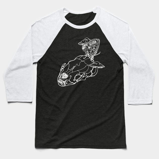 Skull and Butterfly Baseball T-Shirt by ThisIsNotAnImageOfLoss